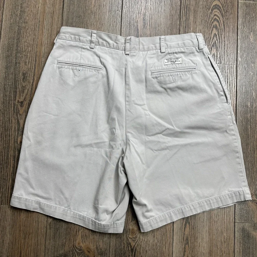 Polo Ralph Lauren Tyler Short Mens 35 Khaki Tan Pleated Chino Cotton Shorts 9in